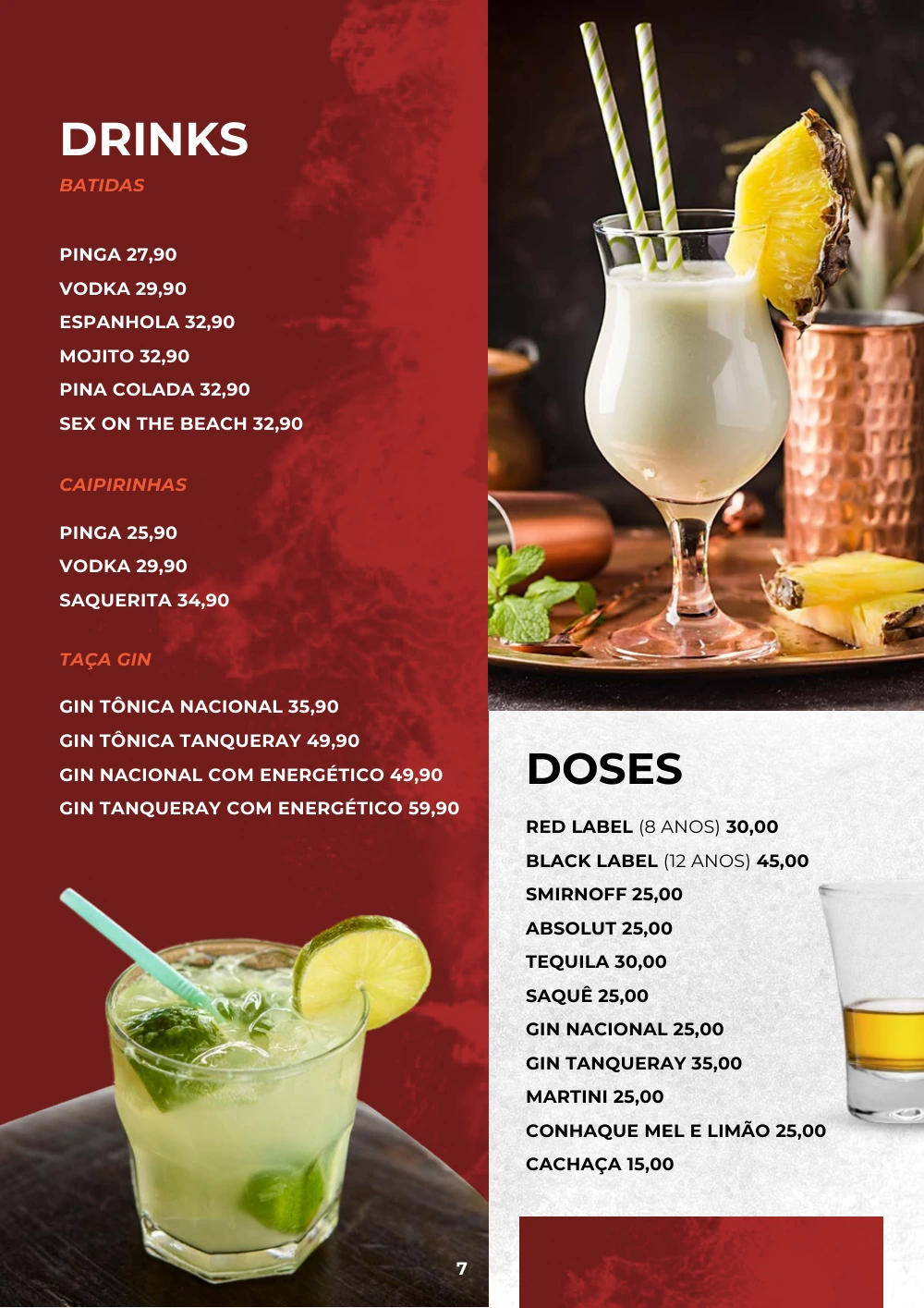 Página 6 do cardápio Sushi: Drinks e doses. Para consultar o texto do documento, abra o PDF original.