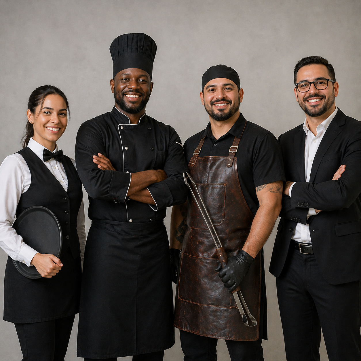 Equipe profissional de restaurante
